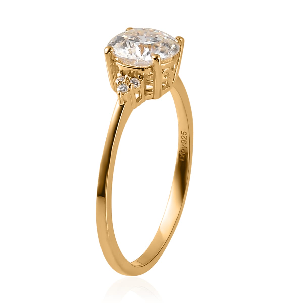 D'Joy 100 Facets Moissanite 1.85 ctw Ring in Vermeil YG Over Sterling Silver, Engagement Ring For Women (Size 5.0) image number 3