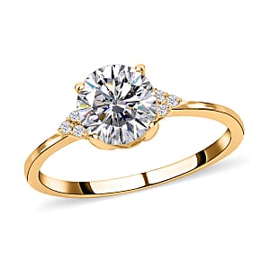 100 Facets Moissanite 1.85 ctw Ring in Vermeil YG Over Sterling Silver, Engagement Ring For Women (Size 8.0)