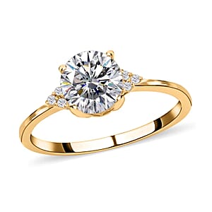 D'Joy 100 Facets Moissanite 1.85 ctw Ring in Vermeil YG Over Sterling Silver, Engagement Ring For Women (Size 10.0)