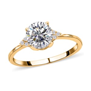 100 Facets Moissanite 1.85 ctw Ring in Vermeil YG Over Sterling Silver, Engagement Ring For Women (Size 11.0)