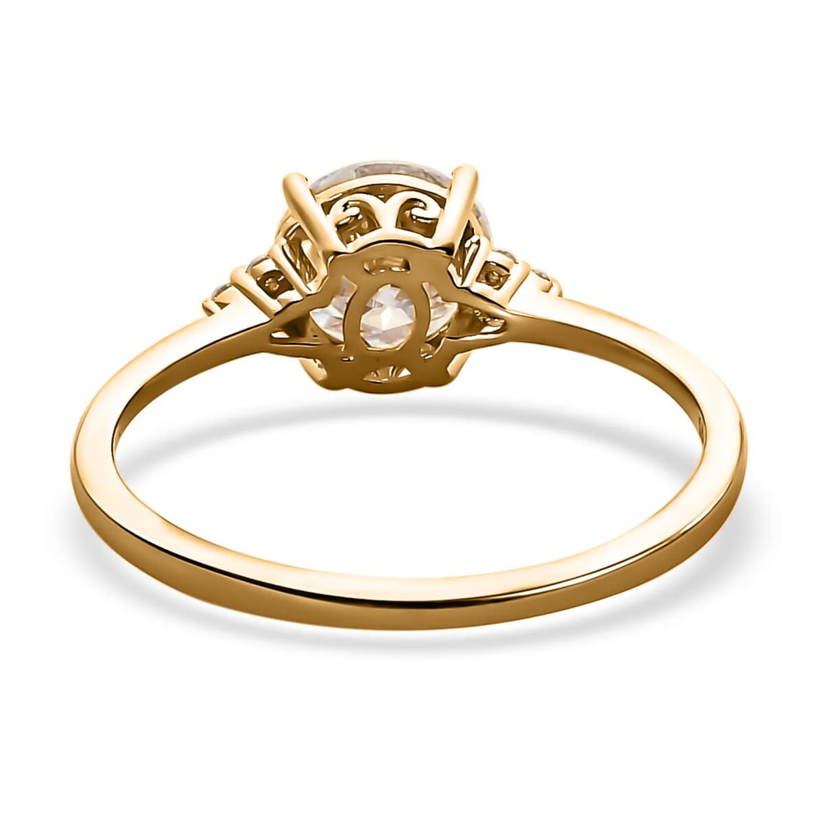 100 Facets Moissanite 1.85 ctw Ring in Vermeil YG Over Sterling Silver, Engagement Ring For Women (Size 11.0) image number 4