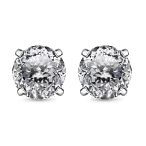 100 Facet Moissanite Solitaire Stud Earrings, Platinum Over Sterling Silver Earrings, Moissanite Earrings, Gifts For Her 1.50 ctw