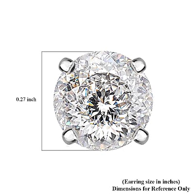 D'Joy 100 Facet Moissanite 1.50 ctw Solitaire Stud Earrings, Platinum Over Sterling Silver Earrings, Moissanite Earrings, Gifts For Her
