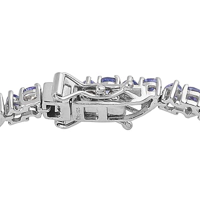 Tanzanite Tennis Bracelet in Platinum Over Sterling Silver (6.50 In) 7.40 ctw