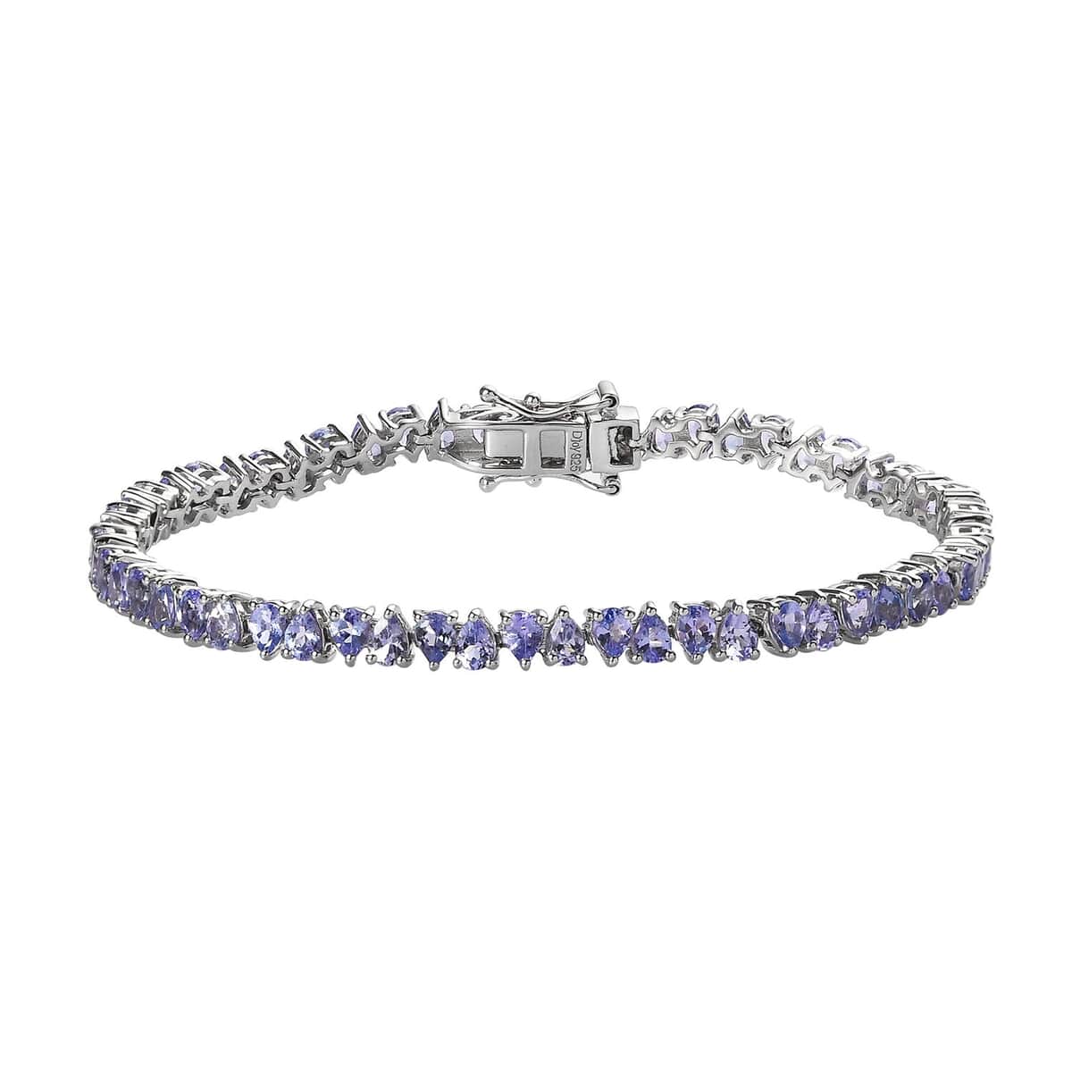 Tanzanite Tennis Bracelet in Platinum Over Sterling Silver (7.25 In) 8.25 ctw image number 0