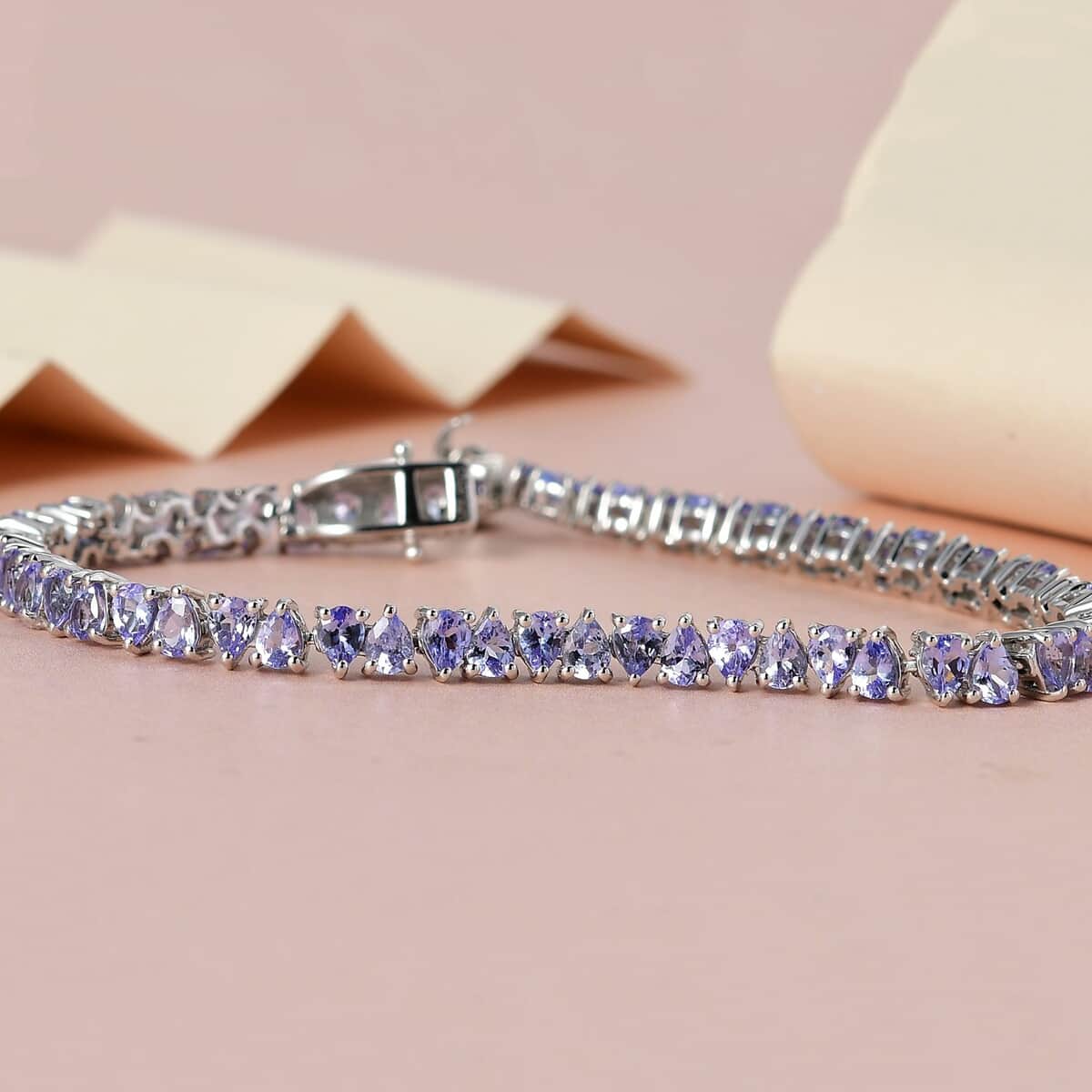 Tanzanite Tennis Bracelet in Platinum Over Sterling Silver (7.25 In) 8.25 ctw image number 1