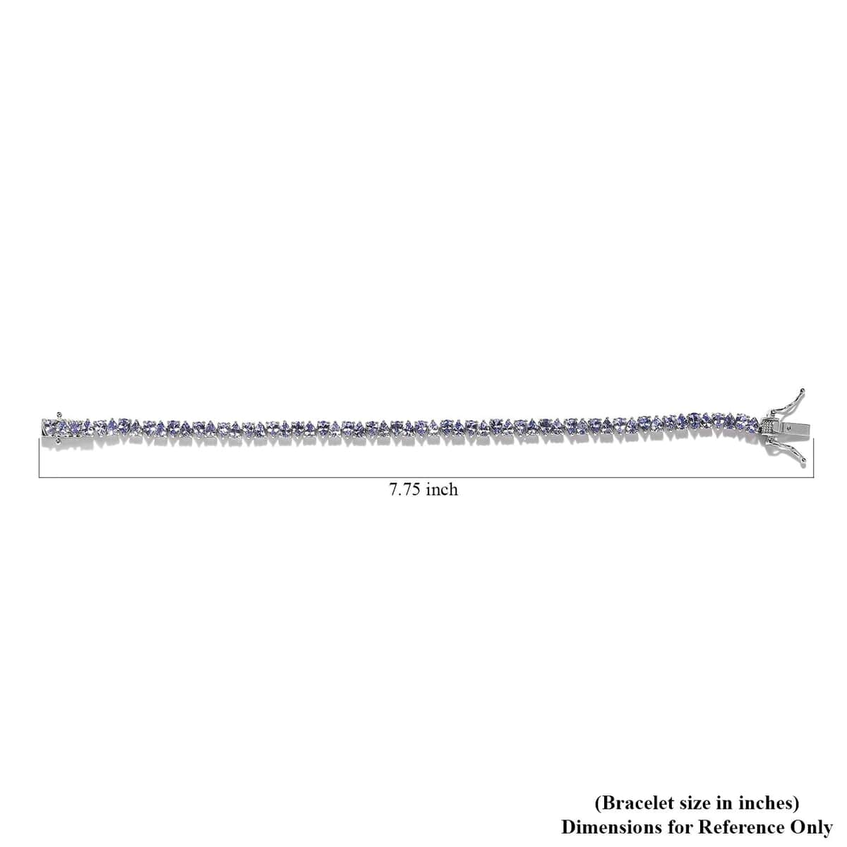 Tanzanite Tennis Bracelet in Platinum Over Sterling Silver (7.25 In) 8.25 ctw image number 4