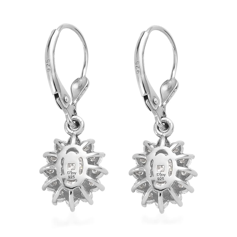 Moissanite Halo Earrings in Platinum Over Sterling Silver 2.50 ctw