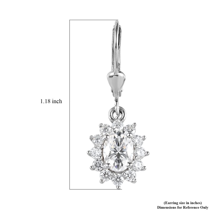 Moissanite Halo Earrings in Platinum Over Sterling Silver 2.50 ctw