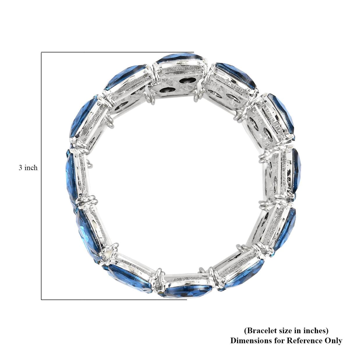 Blue Austrian Crystal and Blue Glass Bracelet in Silvertone (6.50-7.0In) image number 2
