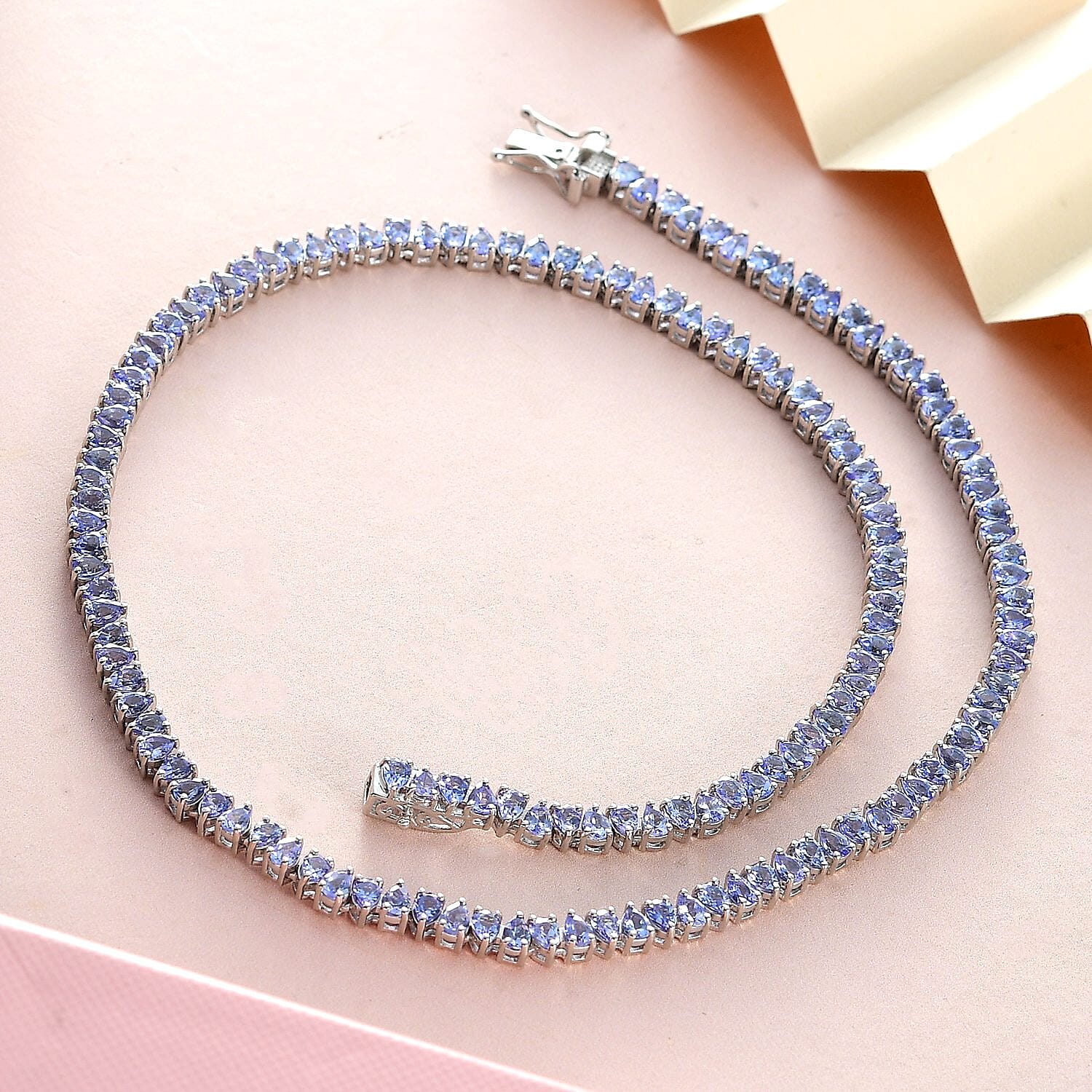 Tanzanite Tennis Necklace 18 Inches in Platinum Over Sterling Silver 20.60 ctw