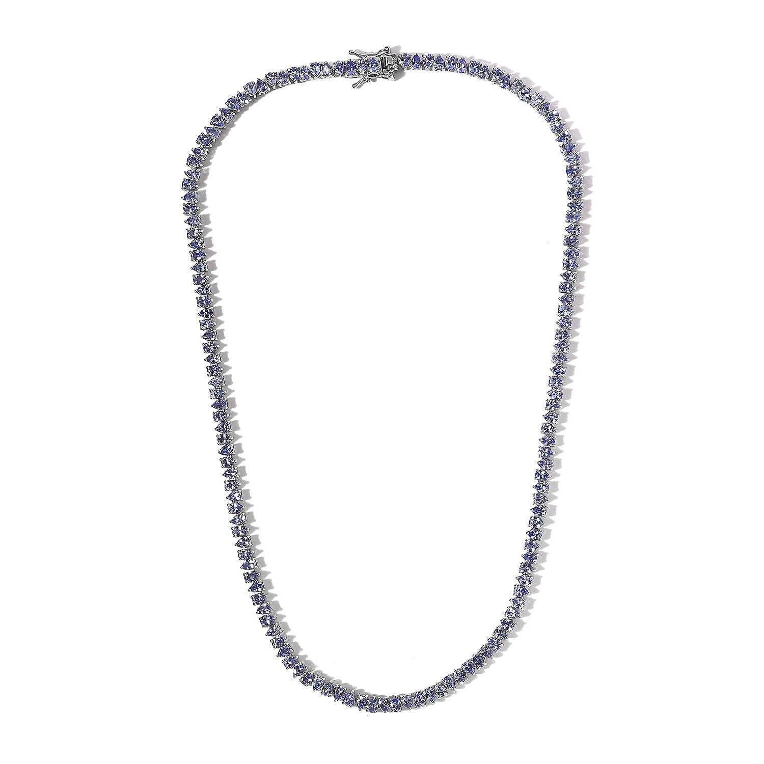 Tanzanite Tennis Necklace 18 Inches in Platinum Over Sterling Silver 20.60 ctw