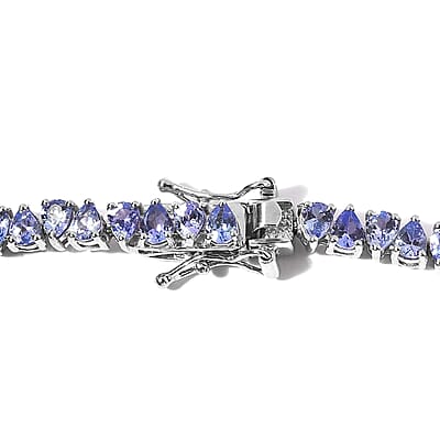 Tanzanite Tennis Necklace 18 Inches in Platinum Over Sterling Silver 20.60 ctw