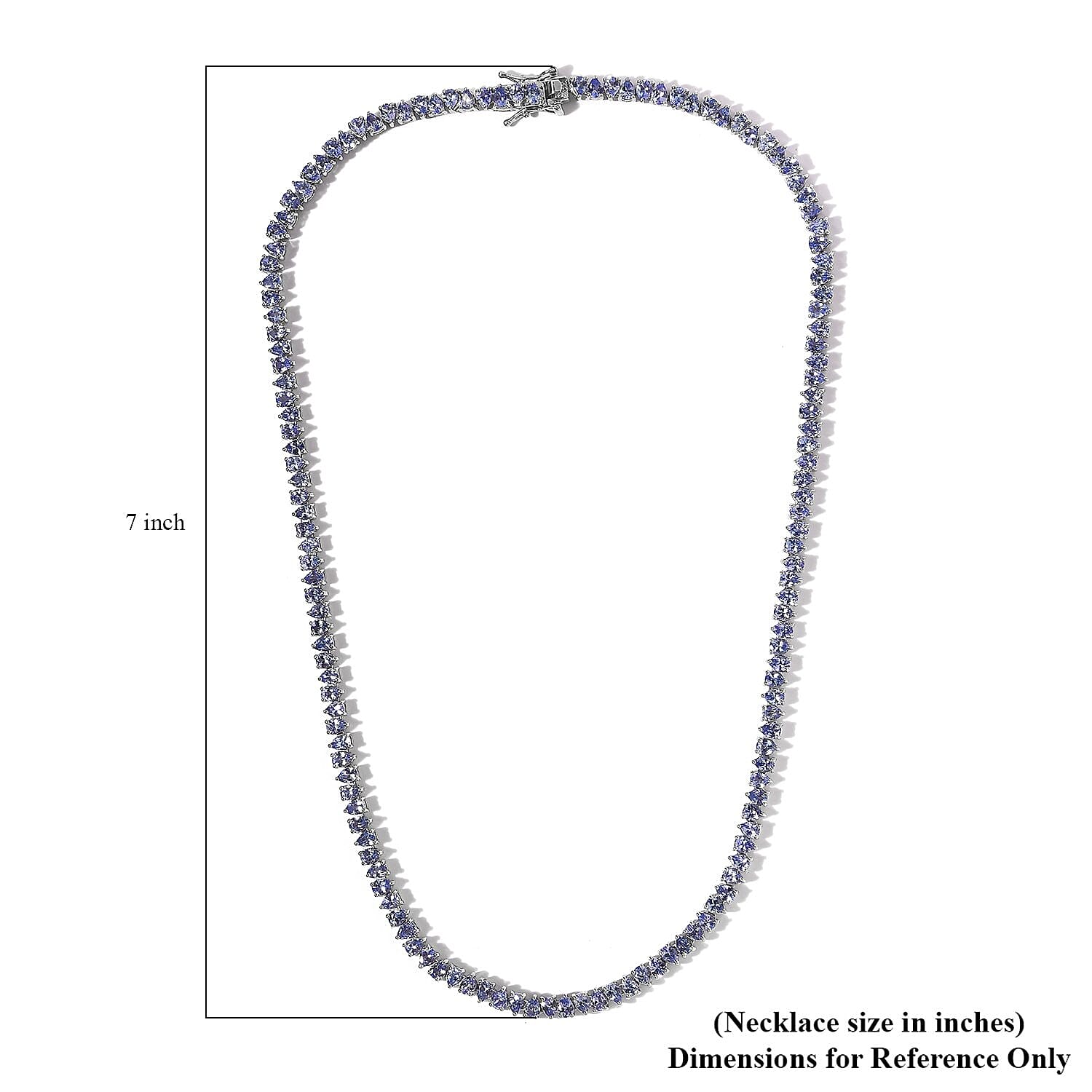 Tanzanite Tennis Necklace 18 Inches in Platinum Over Sterling Silver 20.60 ctw