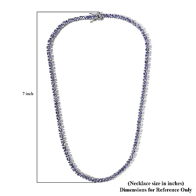 Tanzanite Tennis Necklace 18 Inches in Platinum Over Sterling Silver 20.60 ctw