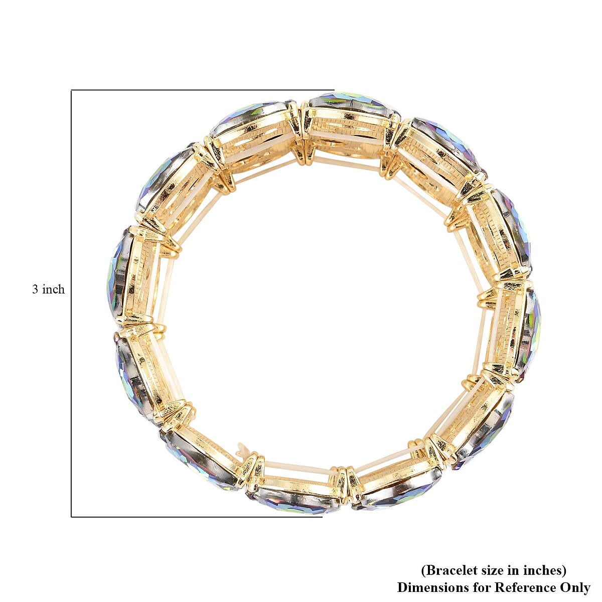 Multi Glass and Multi Color Austrian Crystal Bracelet in Goldtone (6.50-7.0In) image number 2