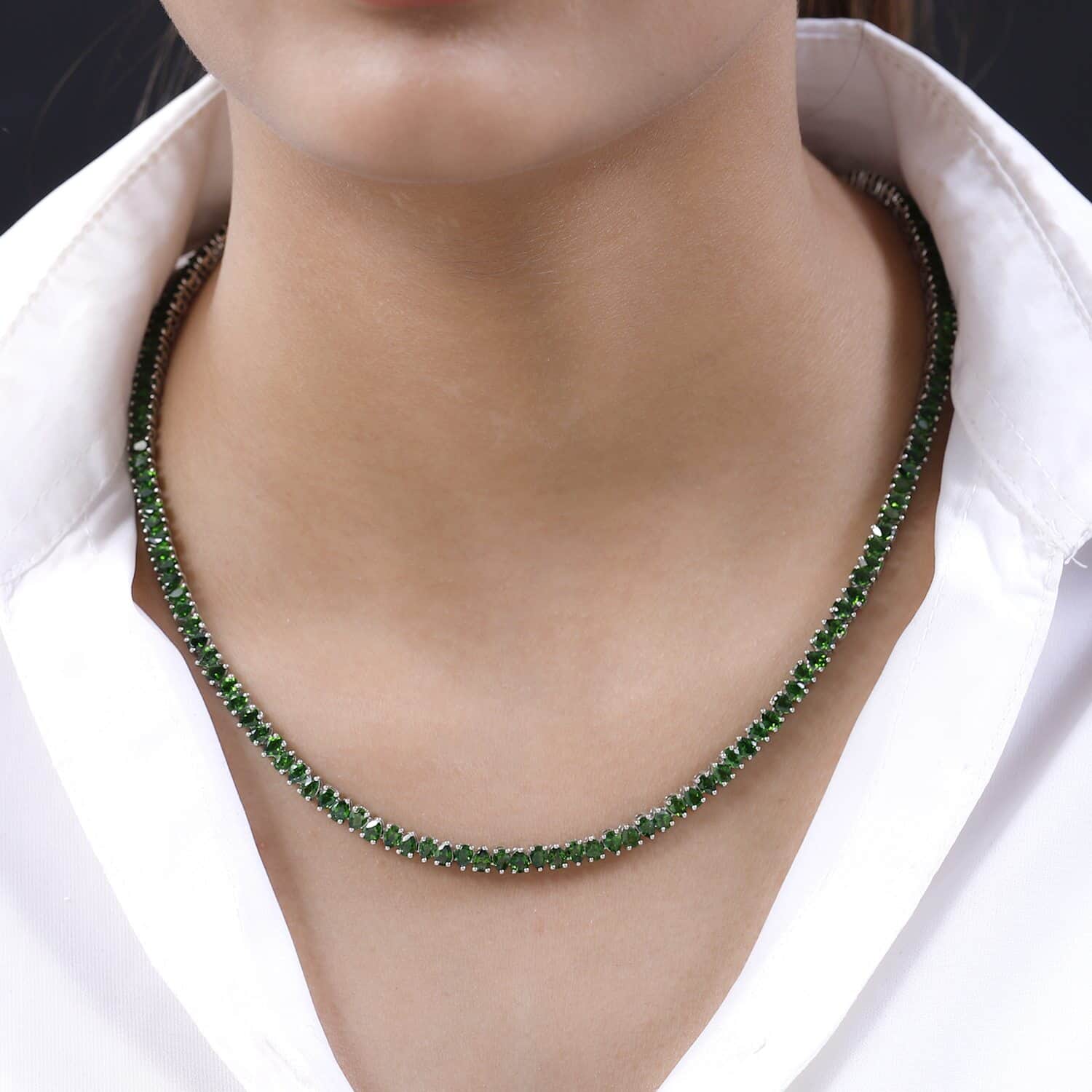 Chrome diopside clearance tennis necklace