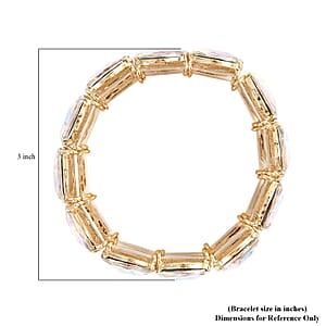 Simulated Mystic White Crystal, White Mystic Color Glass Bracelet in Goldtone (6.50-7.0In)