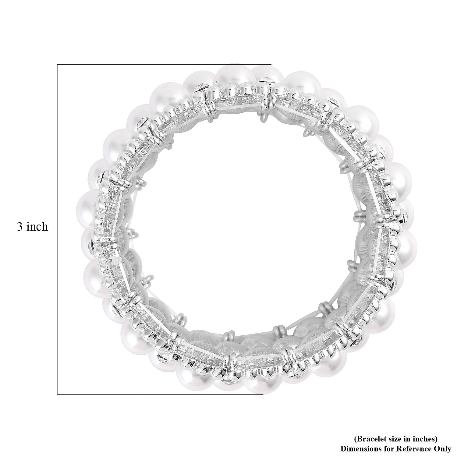 Austrian Crystal, Simulated Pearl Bracelet in Silvertone (6.50-7.0In)