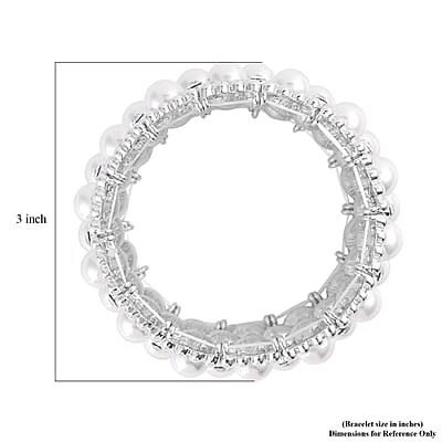 Austrian Crystal, Simulated Pearl Bracelet in Silvertone (6.50-7.0In)