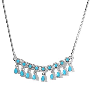 Premium Sleeping Beauty Turquoise 2.50 ctw Necklace in Rhodium Over Sterling Silver 19 Inches 