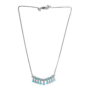 Premium Sleeping Beauty Turquoise 2.50 ctw Necklace in Rhodium Over Sterling Silver 19 Inches 