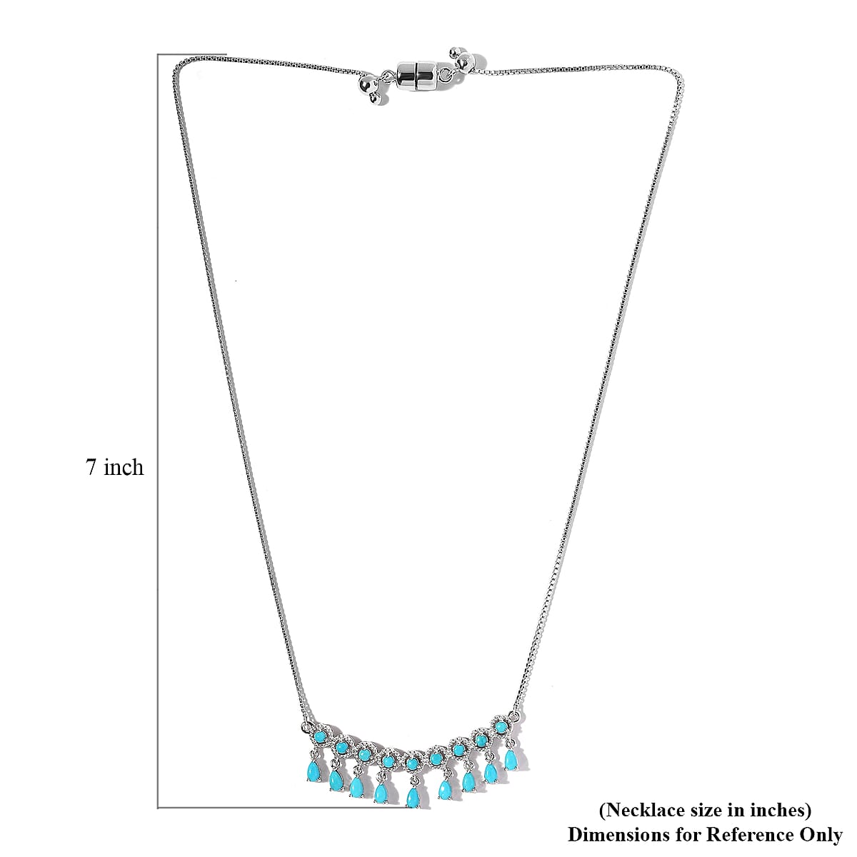 Premium Sleeping Beauty Turquoise 2.50 ctw Necklace in Rhodium Over Sterling Silver 19 Inches  image number 4