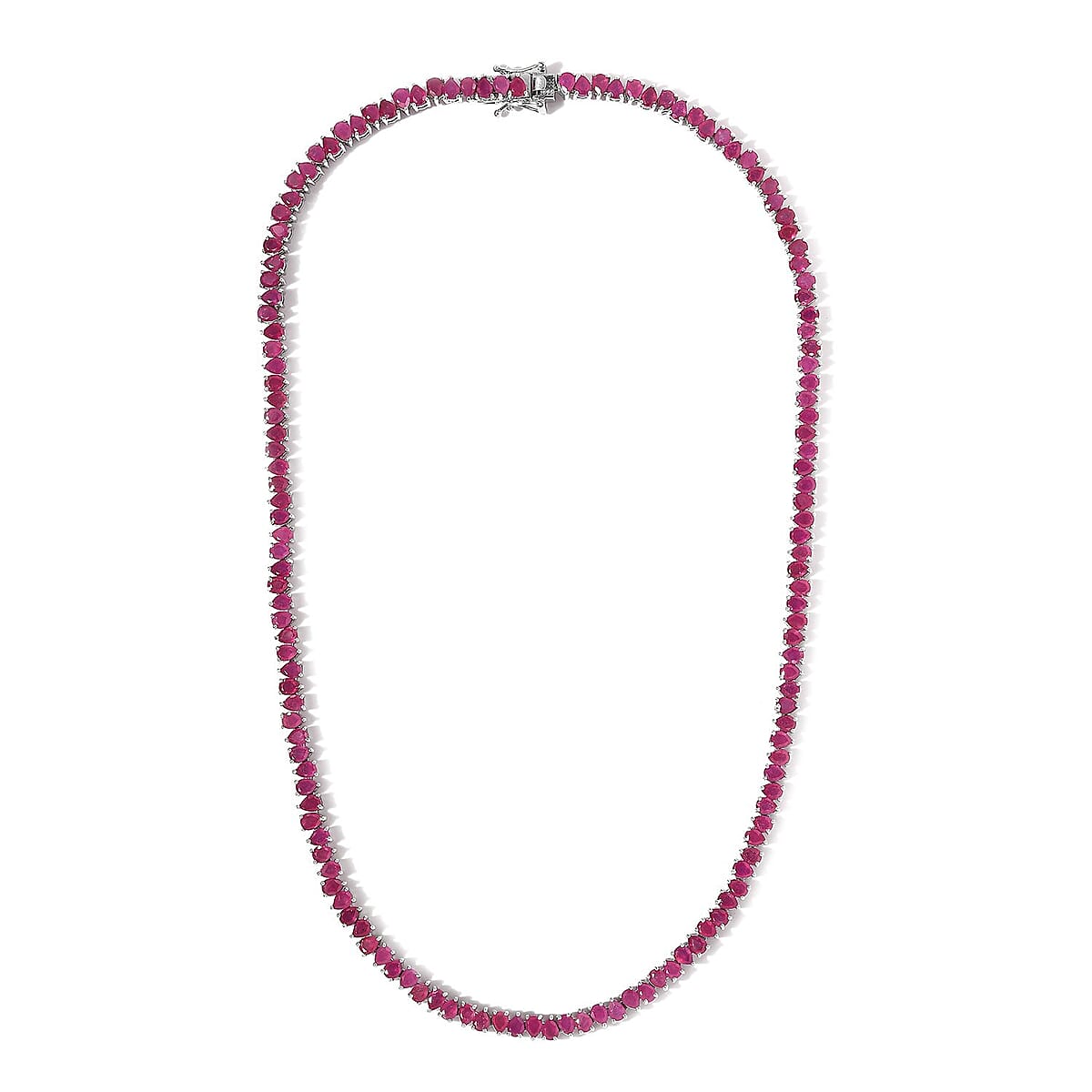 Niassa Ruby (FF) Tennis Necklace 18 Inches in Platinum Over Sterling Silver 31.15 ctw image number 3