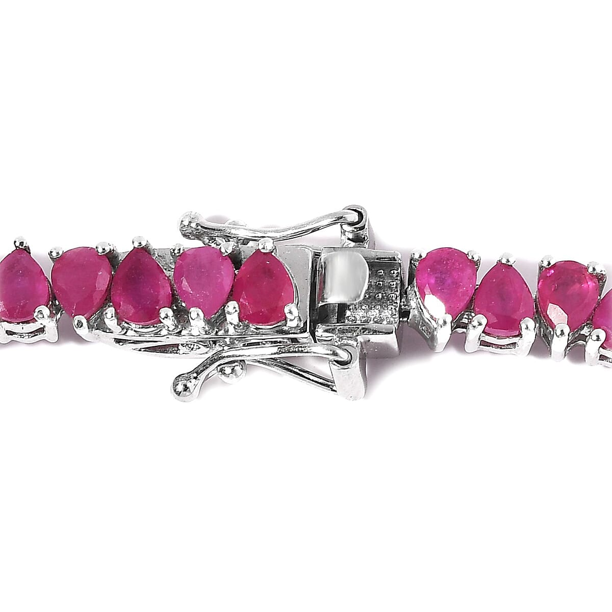 Niassa Ruby (FF) Tennis Necklace 18 Inches in Platinum Over Sterling Silver 31.15 ctw image number 4