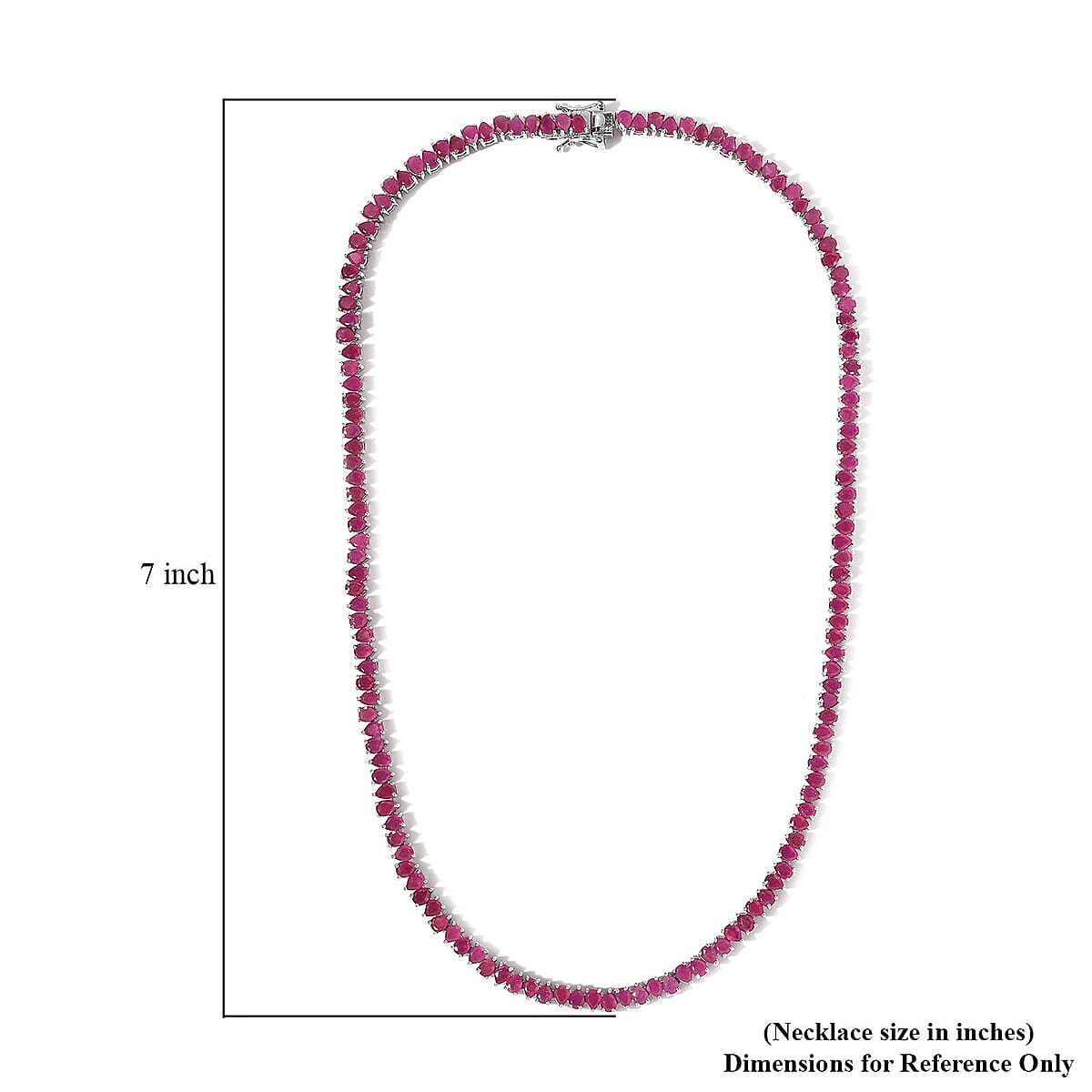 Niassa Ruby (FF) Tennis Necklace 18 Inches in Platinum Over Sterling Silver 31.15 ctw image number 5