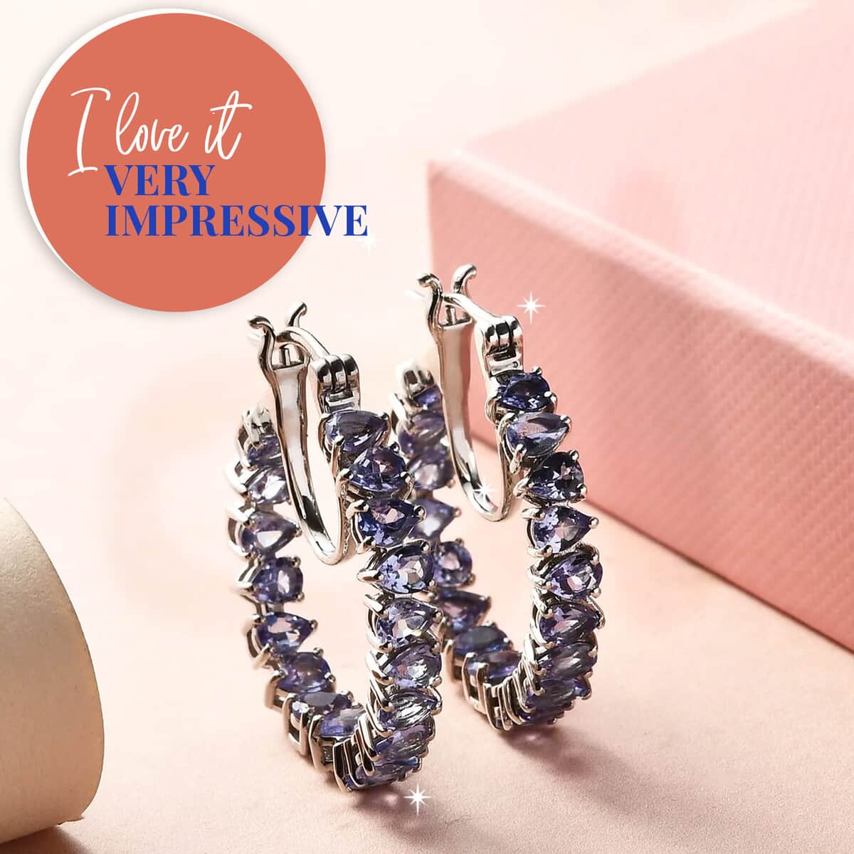 TLV Tanzanite Inside Out Hoop Earrings in Platinum Over Sterling Silver 5.15 ctw image number 1