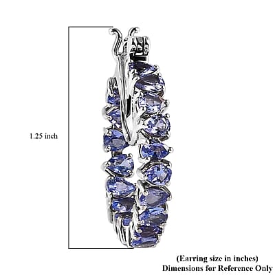 Tanzanite Hoop Earrings | Inside Out Hoops | Tanzanite Earrings |Platinum Over Sterling Silver Hoops | In Out Hoop Earrings 5.15 ctw