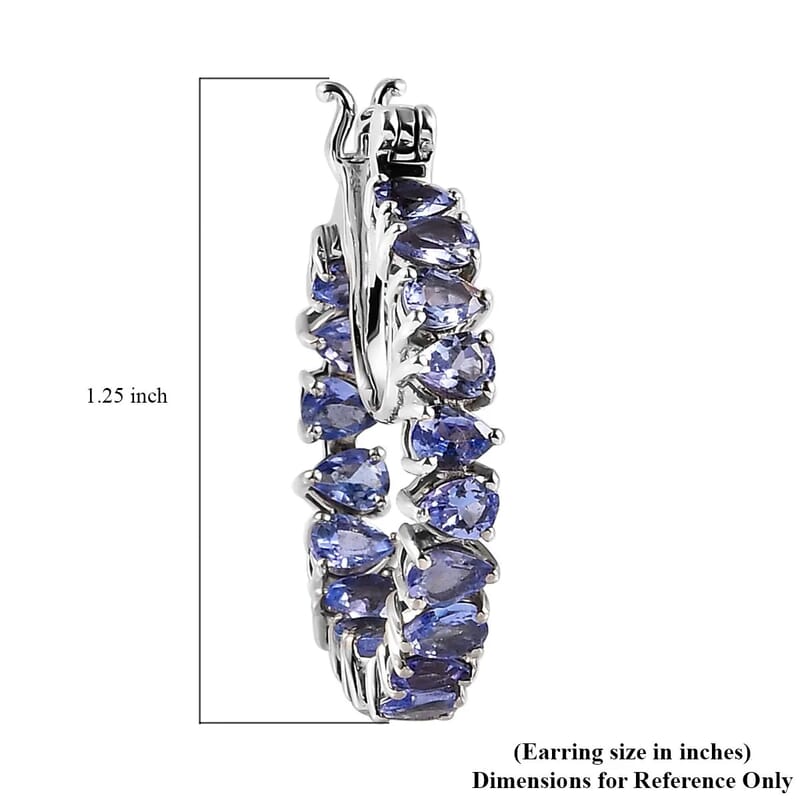 Tanzanite Hoop Earrings | Inside Out Hoops | Tanzanite Earrings |Platinum Over Sterling Silver Hoops | In Out Hoop Earrings 5.15 ctw