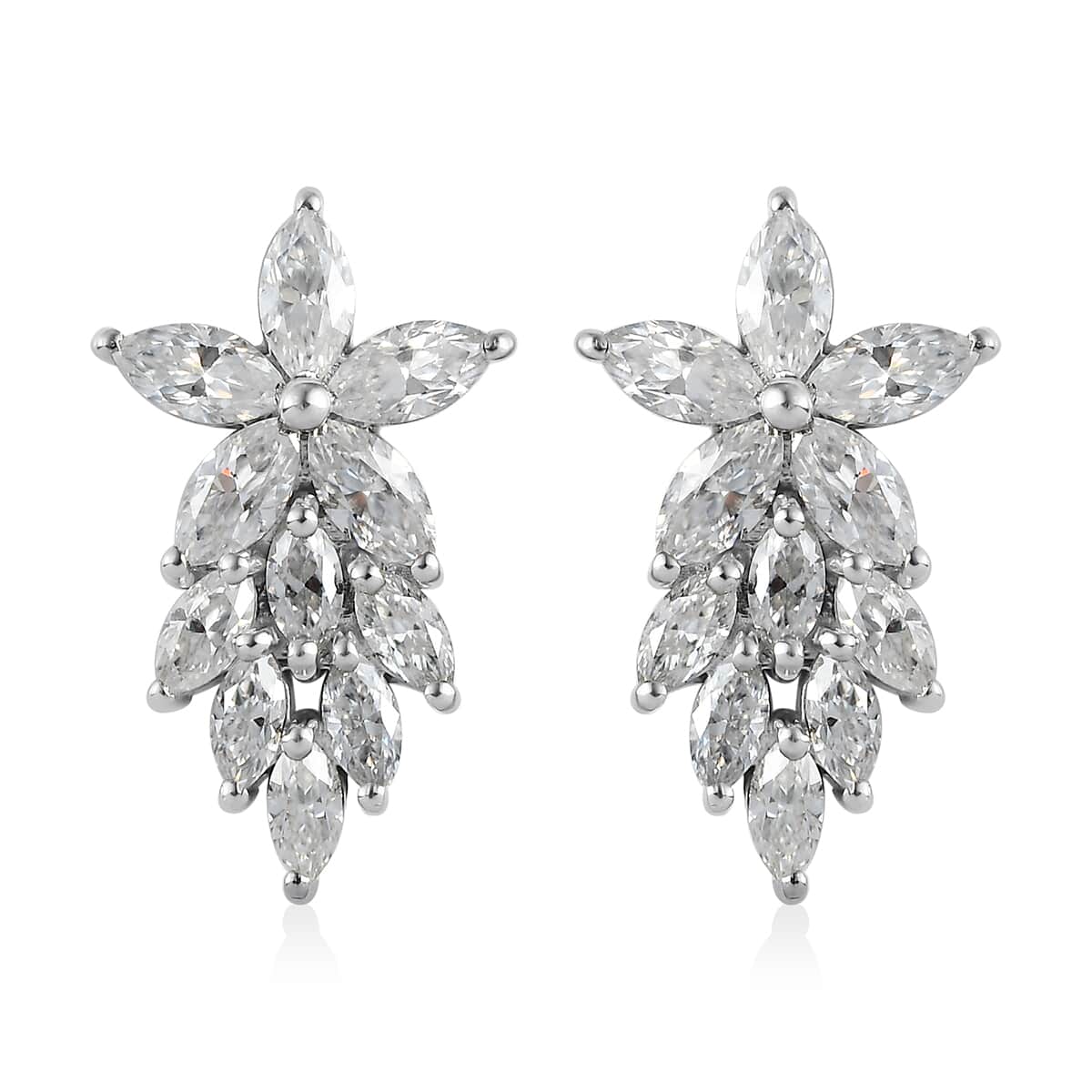 Moissanite Earrings in Platinum Over Sterling Silver 2.15 ctw image number 0