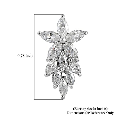 Moissanite Earrings in Platinum Over Sterling Silver 2.15 ctw