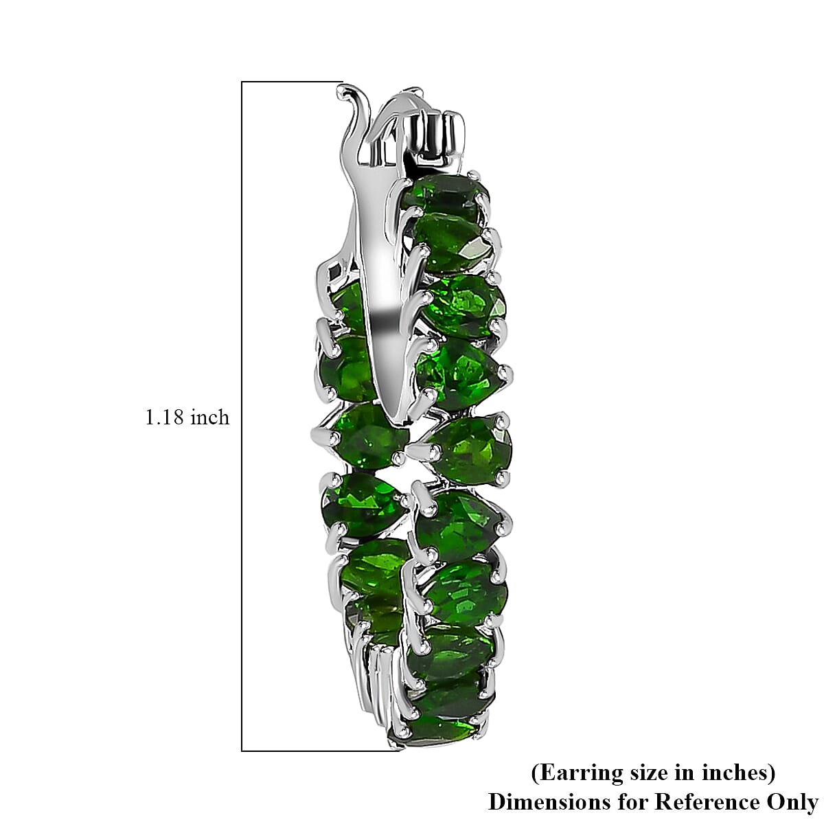 Chrome Diopside Hoop Earrings , Inside Out Hoops , Chrome Diopside Earrings ,Platinum Over Sterling Silver Hoops , In Out Hoop Earrings 5.65 ctw image number 5