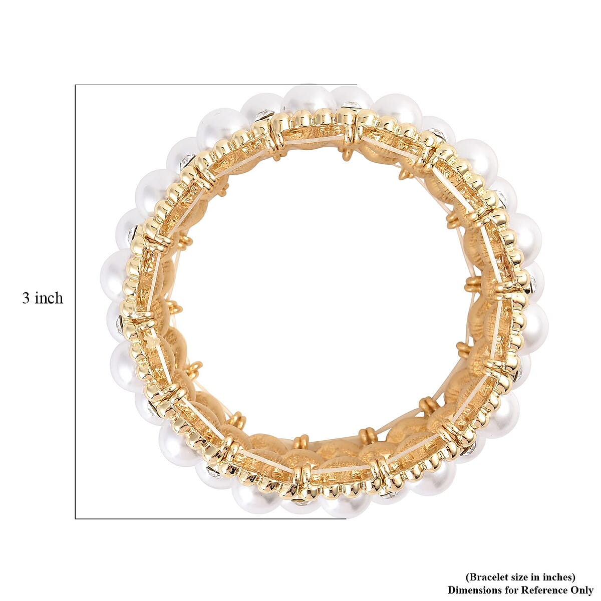 Austrian Crystal, Simulated Pearl Bracelet in Goldtone (6.50-7.0In) image number 2
