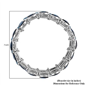 Blue Glass Bracelet in Silvertone (6.50-7.0In)