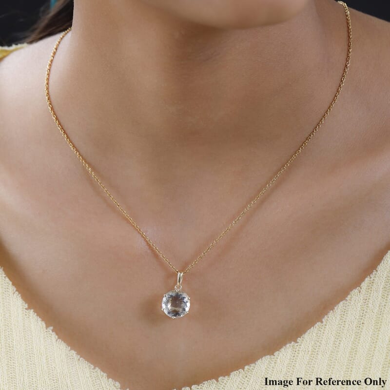 Luxoro 10K Yellow Gold 120 Facets Mexican Hyalite Opal and Moissanite Pendant with Free UV Flash Light 5.15 ctw