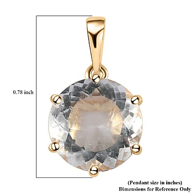 Luxoro 10K Yellow Gold 120 Facets Mexican Hyalite Opal and Moissanite Pendant with Free UV Flash Light 5.15 ctw
