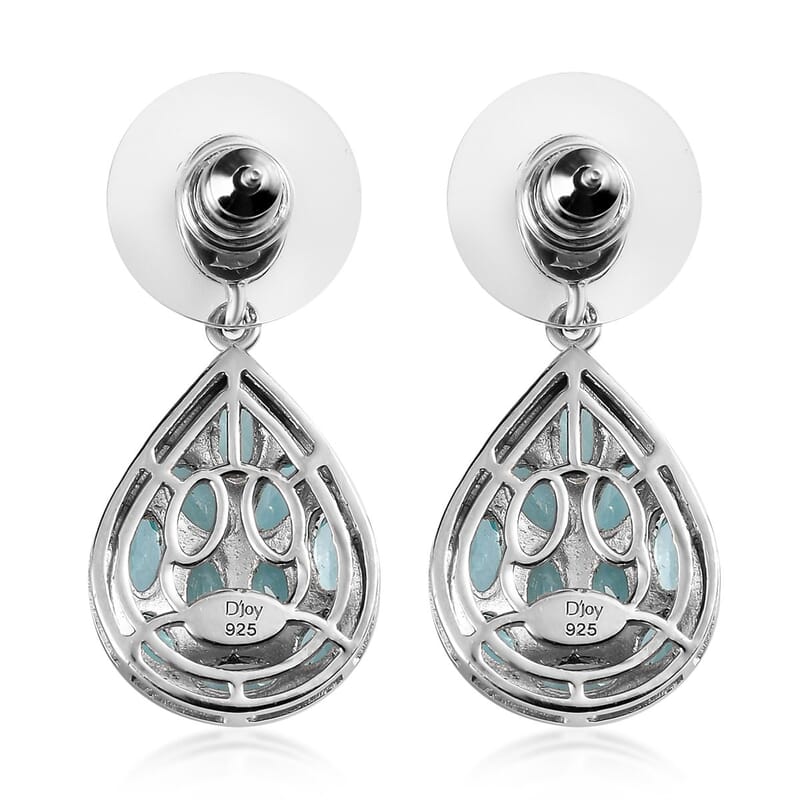 Madagascar Paraiba Apatite Dangle Earrings in Platinum Over Sterling Silver 5.65 ctw