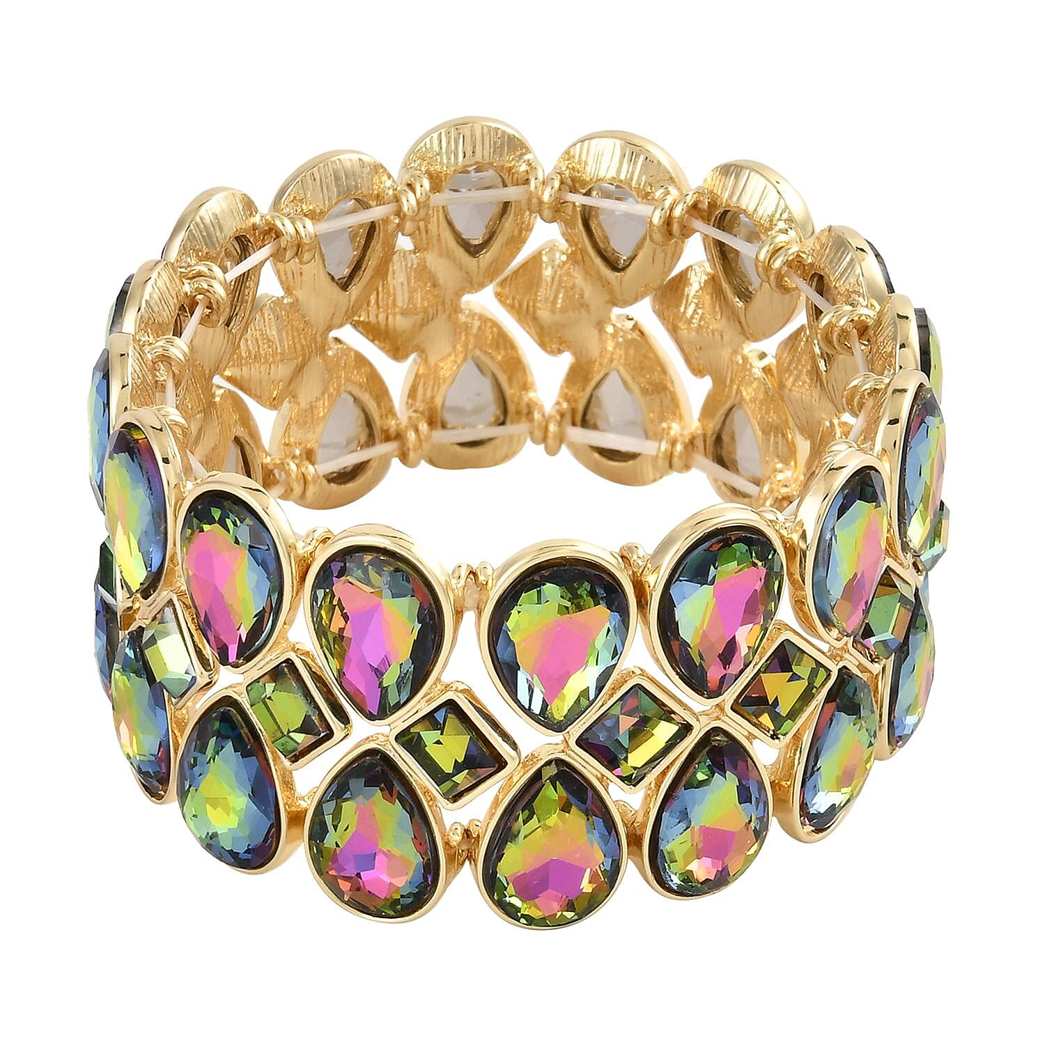 Magic Color Glass Bracelet in Goldtone (6.50-7.0In)