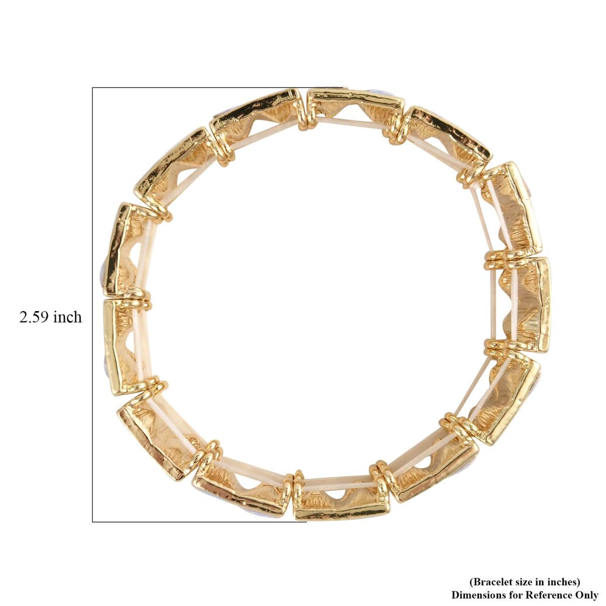 White Aurora Borealis Glass Bracelet in Goldtone (6.50-7.0In) image number 2