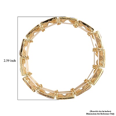 White Aurora Borealis Glass Bracelet in Goldtone (6.50-7.0In)