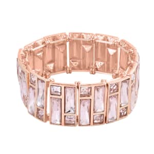 Pink Glass Bracelet in Rosetone (6.5-7.0In)