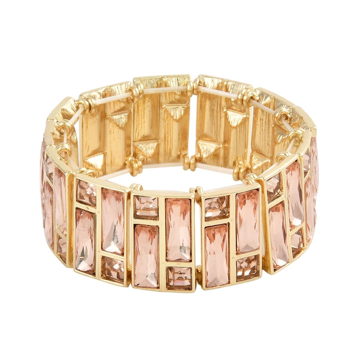 Peach Glass Bracelet in Goldtone (6.5-7.0In) image number 0