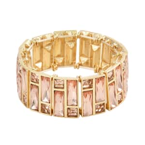 Peach Glass Bracelet in Goldtone (6.5-7.0In)