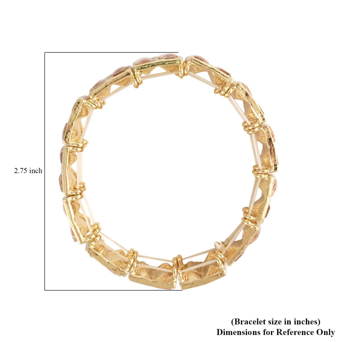 Peach Glass Bracelet in Goldtone (6.5-7.0In) image number 2