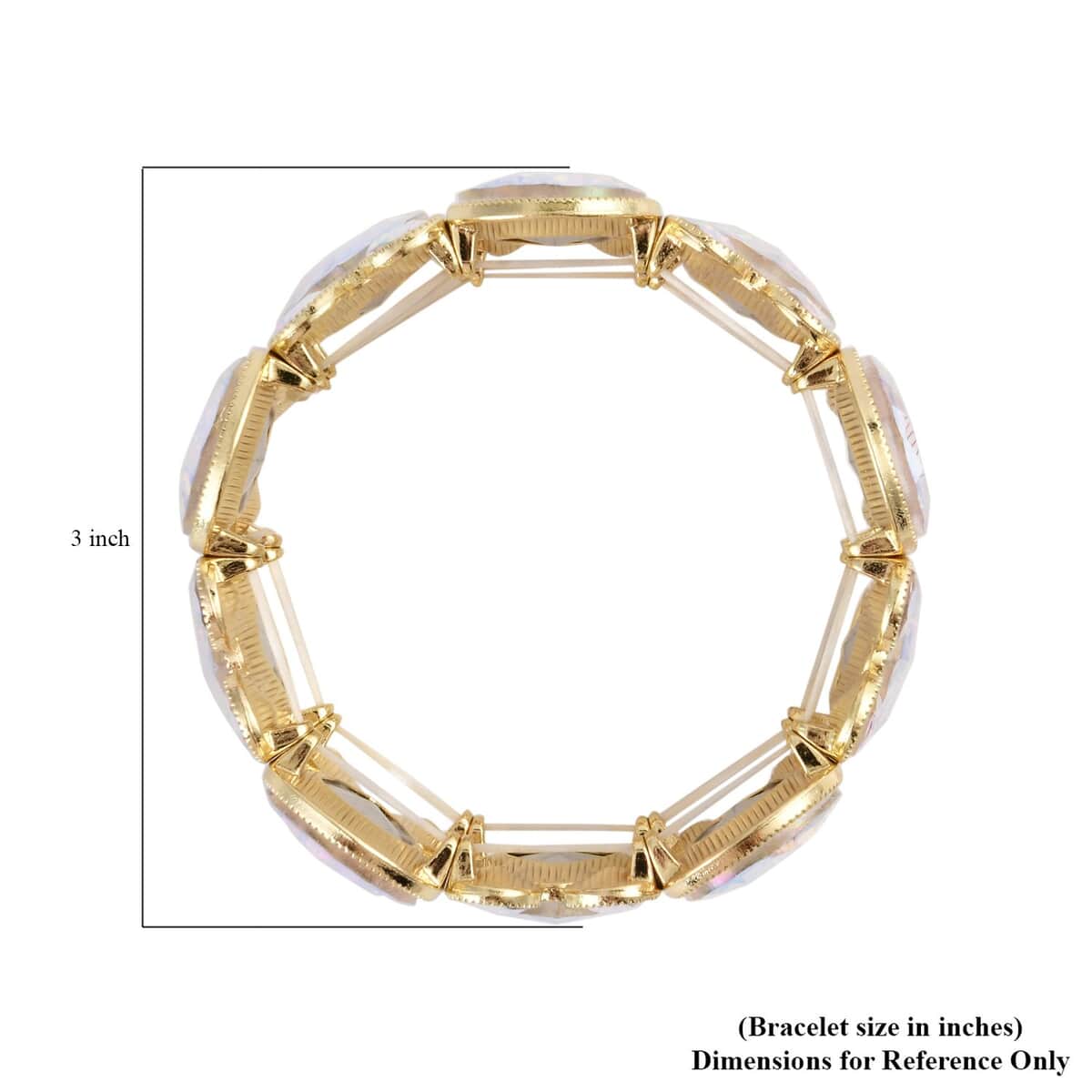 White Mystic Color Glass Bracelet in Goldtone (6.5-7.0In) image number 2