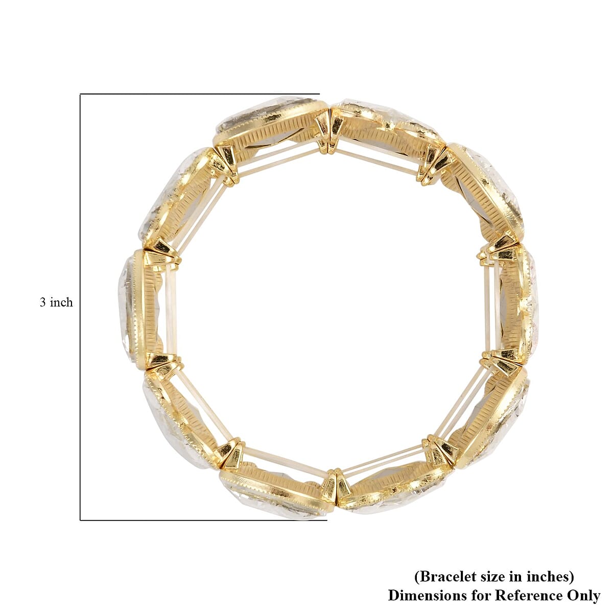White Glass Bracelet in Goldtone (6.50-7.0In) image number 2